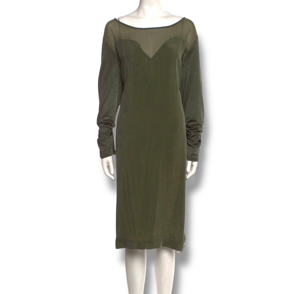 Marina Rinaldi Green Sweetheart Neckline Long Sleeve Midi Dress Size 22 (XL) NWT